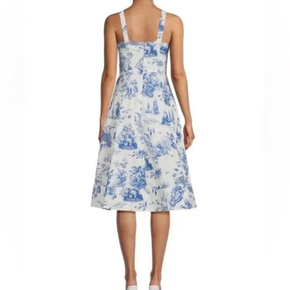 AVEC‎ LES FILLES Toile Nautical Print Cotton Blend Midi Dress Size 8 Mermaid Sea - Picture 2 of 14